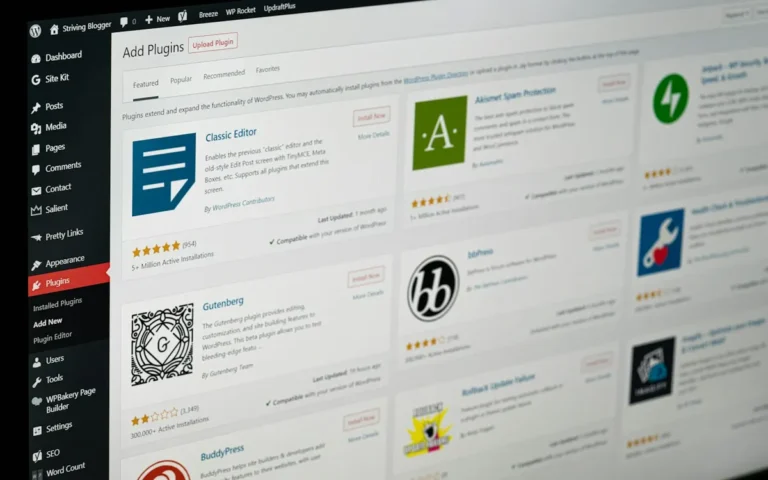 WordPress development — plugin dashboard